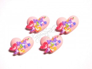 Серединка "Серце", 2*1,6 см РОЖЕВЕ
